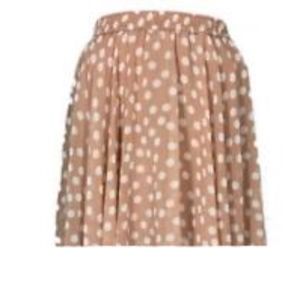 Taupe polka dot high waisted skirt